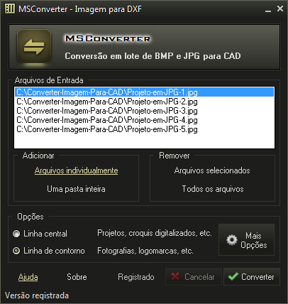 Screenshot - Conversor de arquivos JPG e BMP para DXF editável no CAD